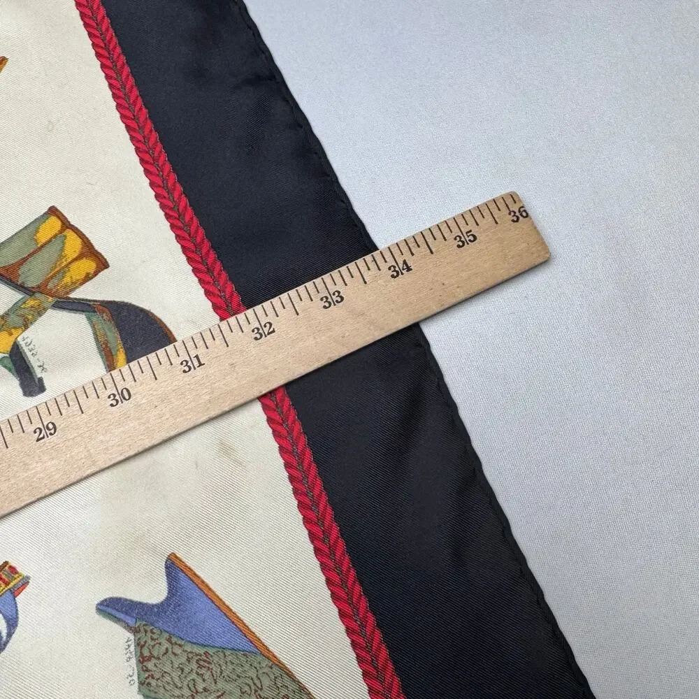 Salvatore Ferragamo Silk History of Shoes Heels Printed Scarf Italy Logo Luxury